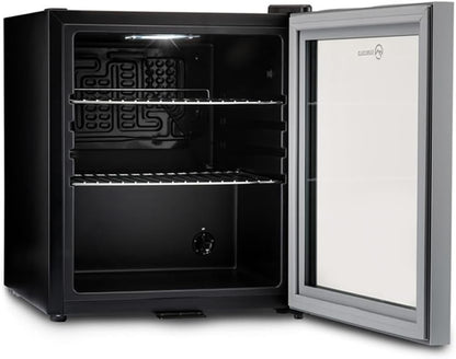Mini Fridge Black | 50L Beer, Wine & Drinks Fridge | LED Light + Lock & Key | Energy Efficient (Black)