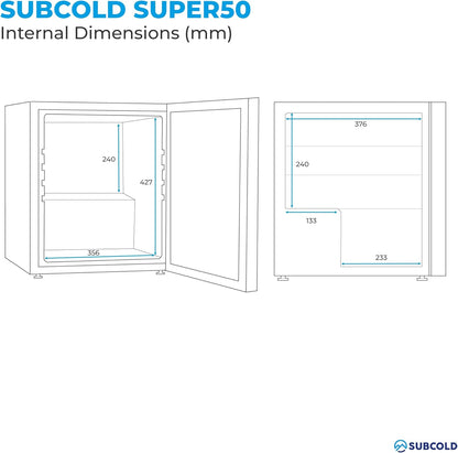 Mini Fridge Black | 50L Beer, Wine & Drinks Fridge | LED Light + Lock & Key | Energy Efficient (Black)