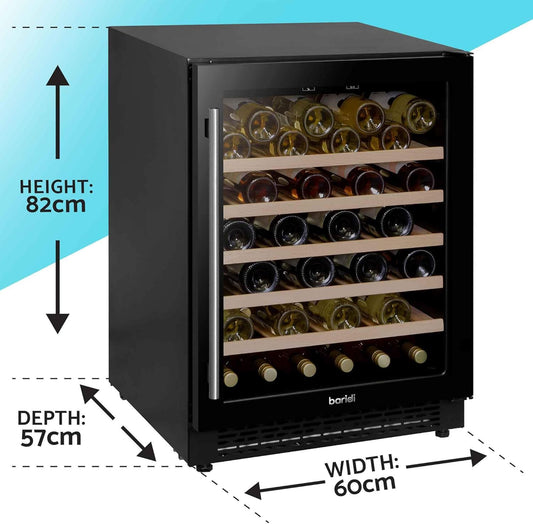54 Bottle Wine Cellar Fridge with Digital Touch Screen Controls, 135L Capacity Cooler Cabinet, Black - DH78