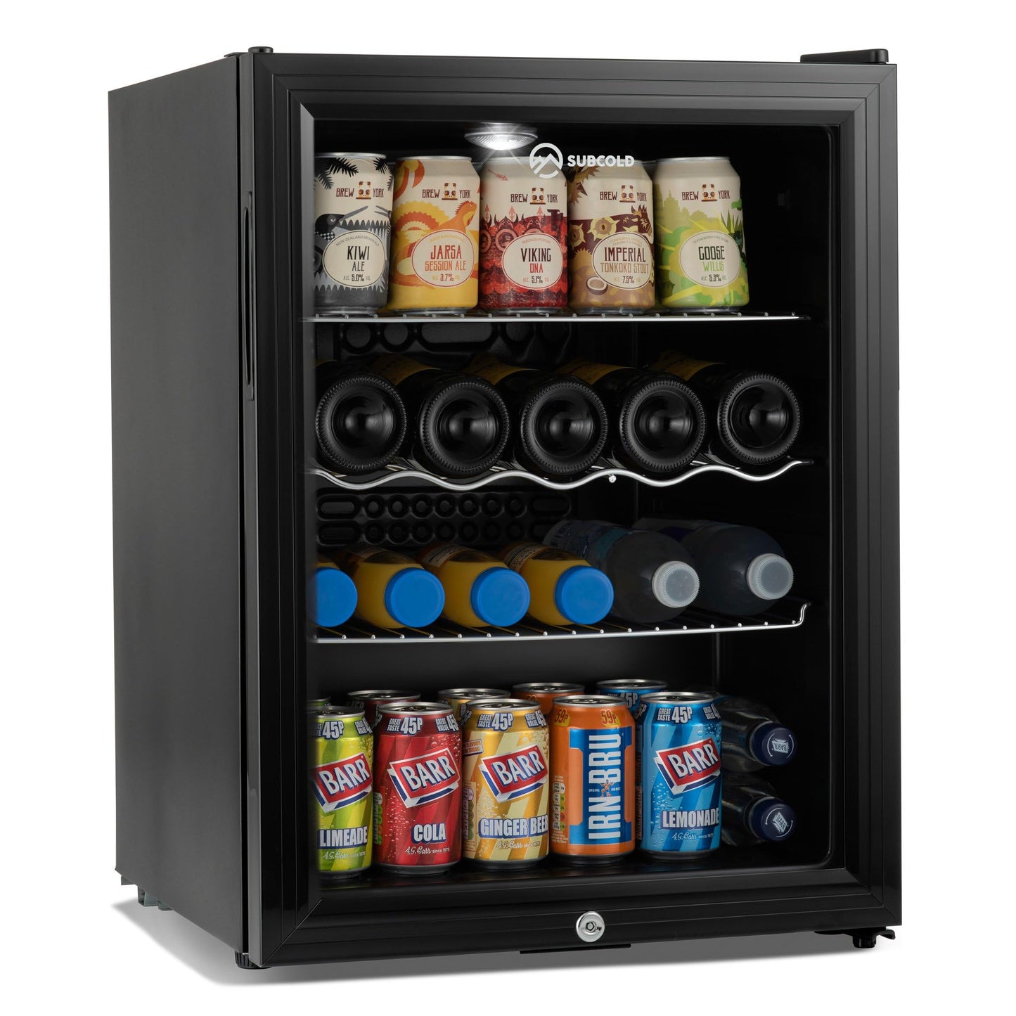 Super65 LED - Table-Top Fridge | 65L Beer, Wine & Drinks Fridge | LED Light + Lock & Key | Energy Efficient (Black)