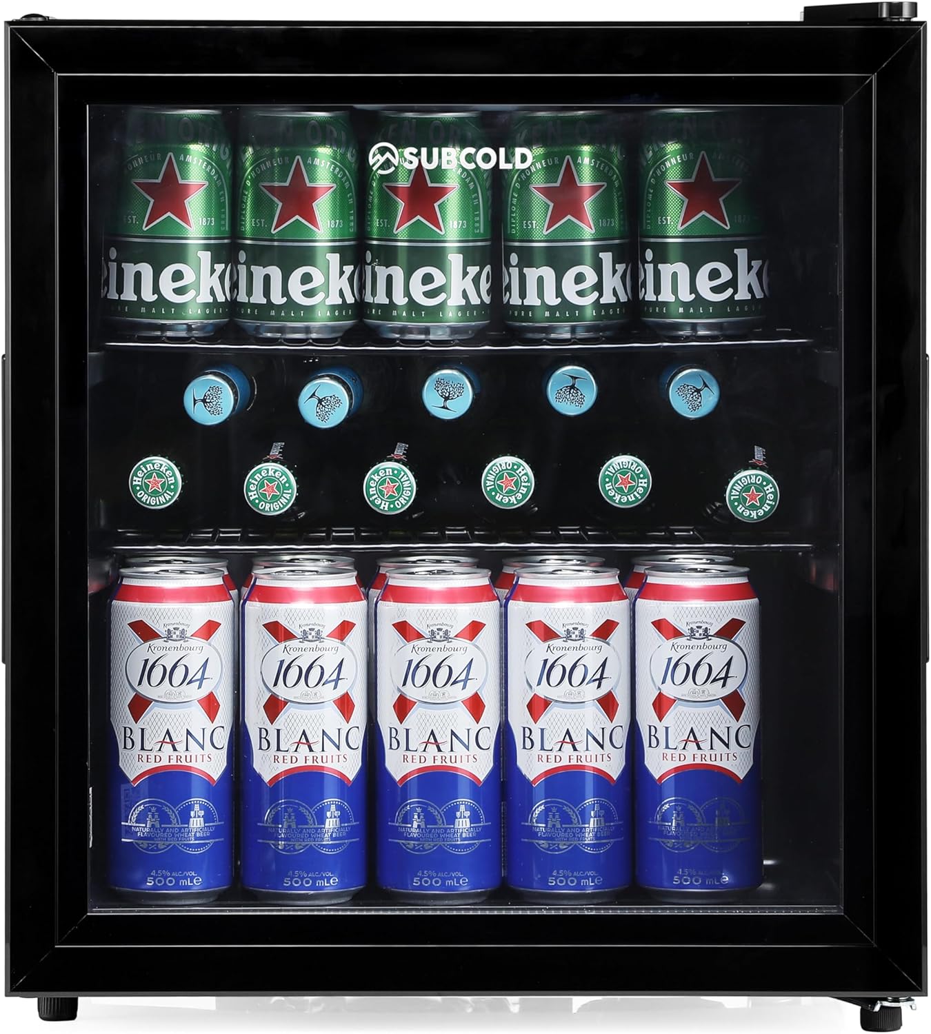 Mini Fridge 50L with Glass Door – Quiet Drinks & Beer Cooler with LED Light | Compact Small Fridge for Bedrooms, Gaming Rooms, Man Caves, Offices & Home Bars – Energy Efficient