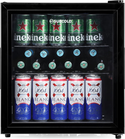 Mini Fridge 50L with Glass Door – Quiet Drinks & Beer Cooler with LED Light | Compact Small Fridge for Bedrooms, Gaming Rooms, Man Caves, Offices & Home Bars – Energy Efficient