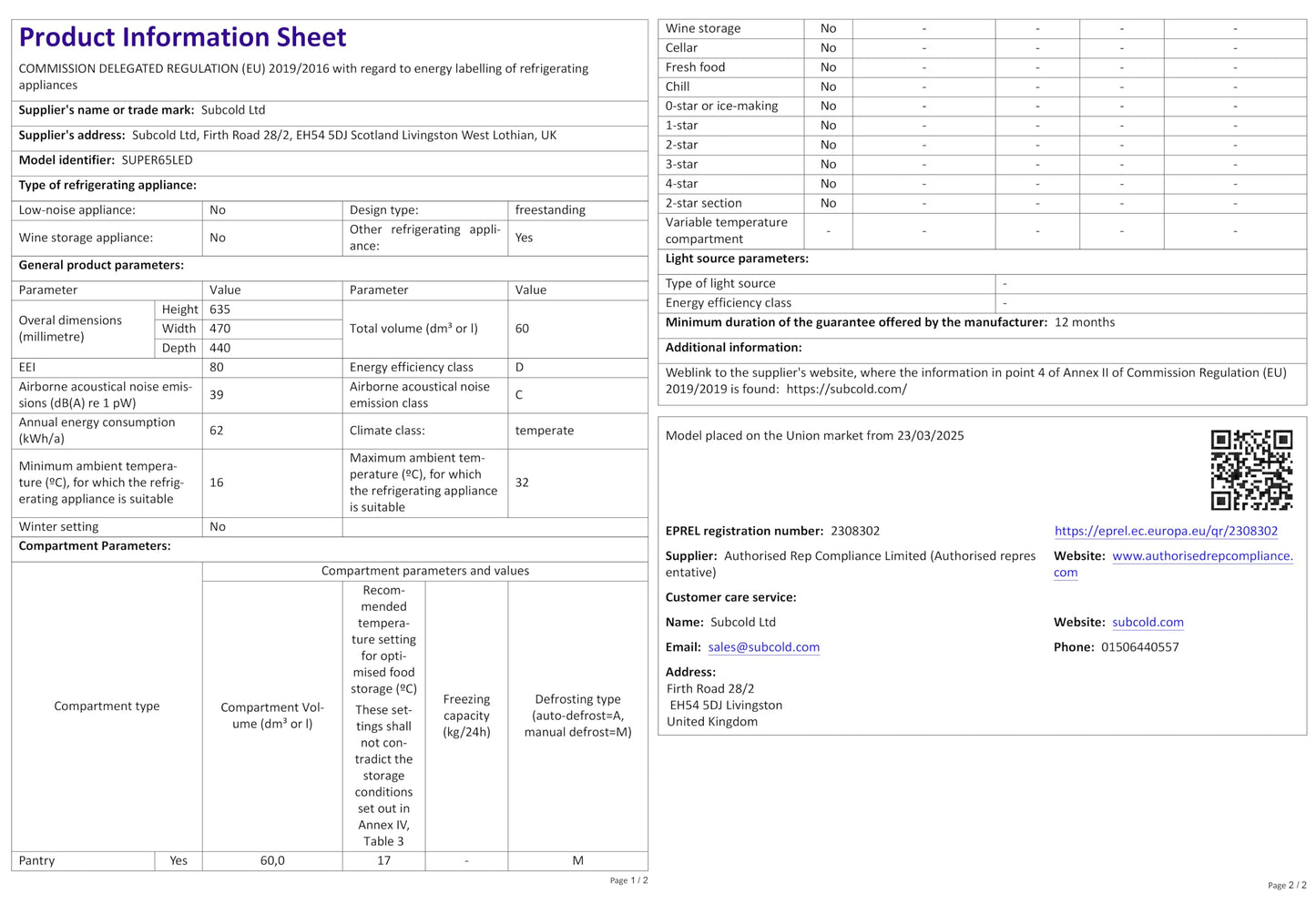 Super65 LED - Table-Top Fridge | 65L Beer, Wine & Drinks Fridge | LED Light + Lock & Key | Energy Efficient (Black)