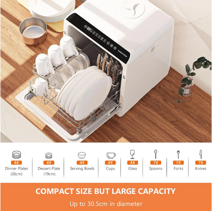 Table Top Dishwasher 6 Programs Mini Dishwasher with Touch Control, Auto-drying, Baby Care & Fruit Wash, Perfect for Small Families, Couples